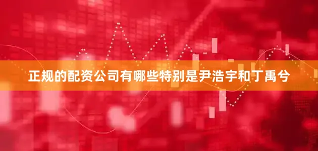 正规的配资公司有哪些特别是尹浩宇和丁禹兮